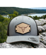 Longhorn Sku Hunter Collection Wood Leather Patch Trucker Hat Patriotic ... - £17.69 GBP