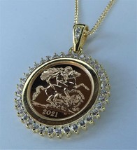 Queen Elizabeth 22ct Gold Proof Half Sovereign Pendant with Chain - £471.51 GBP