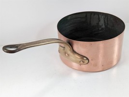 Old French Copper 2.5 Quart 18cm Saucepan Pot Brass Handle &quot;18&quot; Copperware - £110.78 GBP