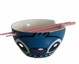 Stitch Ramen Bowl 22oz Ceramic Chopsticks Disney Lilo Stitch NEW - $18.50