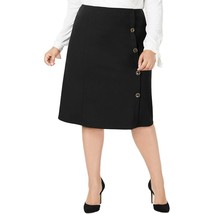 NY Collection Ladies Womens A-Line Skirt Button-Down Black Plus Petite 3XP - £36.06 GBP