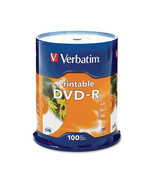 Verbatim 95153 100PK DVD-R 16X 4.7GB BRANDED WHITE INKJET PRINTABLE SPINDLE - $122.35 CAD