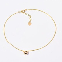 14K Gold Twisted Rope Chain Drop Ball Anklet, S925 Silver, sparkle, fine... - £37.41 GBP
