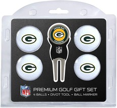 Green Bay Packers NFL (4) Regulation Size Golf Balls Divot Tool w/ Marker - £21.34 GBP
