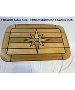 Boat Rectangular Teak Table Top Star Inlay Round Corner 7 Sizes Marine Y... - $345.00+