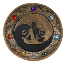 Yoga Yin Yang Symbol With Chakra Zone Color Beads Incense Sticks Holder Burner - £12.57 GBP
