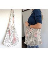 Free People Medium Pink Black White Gauze Cotton Hobo Shoulder Bag - $20.58 CAD