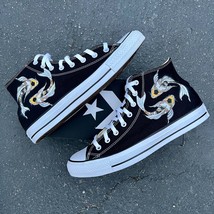 Custom Koi Fish High Top Black Converse Shoes - Men&#39;s And Women&#39;s Shoes - £135.09 GBP