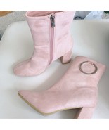 ASOS Koi Pink Suede Mod Side Zip Ankle Boots Size 6 - $51.43