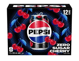 12 Cans Of Pepsi Cherry Zero Sugar Soft Drink 355ml / 12 fl oz Each - £27.84 GBP