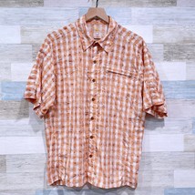 Mountain Hardwear Short Sleeve Hiking Shirt Orange Plaid Nylon Blend Men... - $34.64
