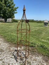 47&quot; Rose Plant Support Garden Trellis Topiary, Round Wrought Iron Obelisk - $135.95