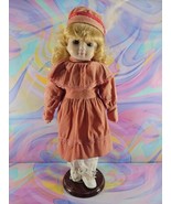 World Bazaars Inc. 16&#39;&#39; Porcelain Girl Doll w/Base/Stand, Pink w/Hat Blonde - $14.24