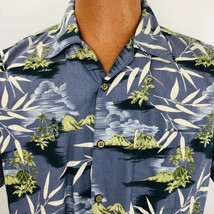 Sunset Breeze Aloha Hawaiian Large Shirt Blue Diamond Head Island Palm Trees - £27.90 GBP