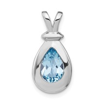 Sterling Silver Blue Topaz Pendant Charm Jewelry 22mm x 10mm - £25.59 GBP