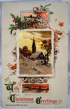 Antique Embossed Postcard Christmas Greetings Church in the Country 1910 - £3.98 GBP
