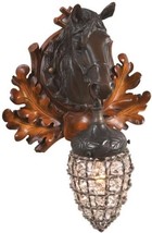 Wall Sconce EQUESTRIAN Lodge Horse Head Globe 1-Light Chocolate Chestnut Brown - £367.29 GBP