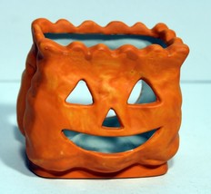 3.5&quot;x3.5&quot;x2&quot; Hand painted Ceramic Jack O&#39; Lantern Pumpkin Candle Votive ... - £7.90 GBP