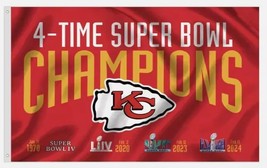 Super Bowl 58 Champions - Kansas City Chiefs 3X5FT 100% Polyester Banner... - $372.79 MXN