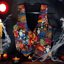 Vtg 111 MAIN Halloween Vest Ghost skeletons witch candy corn pumpkins Bu... - €17,28 EUR