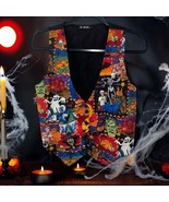 Vtg 111 MAIN Halloween Vest Ghost skeletons witch candy corn pumpkins Bu... - $372.01 MXN