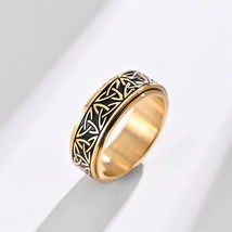 Men&#39;s Women&#39;s Gold Irish Celtic Trinity Knot Ring Band Stainless Steel Jewelry - £9.56 GBP
