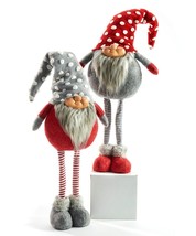 Standing Santa Gnome Figurine 27" High Set of 2 with Stockings Knit Sweater Hat