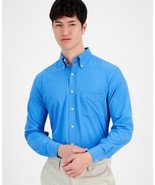 Club Room Traveler Dress Shirt Men&#39;s 17 32/33 Regatta Blue Regular Fit S... - $29.47 CAD