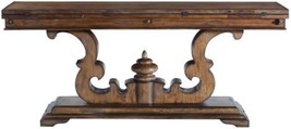 Sofa Table Console Cambridge Flip Top Carved Scroll Pedestal Rustic Pecan Wood - £2,341.31 GBP