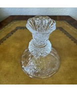 Vintage Fenton Daisy and Button Clear Glass Candle Holder Cut - $27.15 CAD