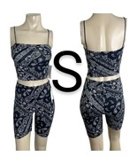 Navy Blue Bandana Print Cami Biker Shorts Set~ Size S - $48.48 CAD