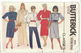 Butterick 6372 Split Neck Dress, Top, Skirt, Pants Pattern 1980s 14 16 18 Uncut - £9.41 GBP