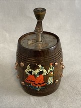 Marlux Hand Painted &amp; Decorated Barrel Shaped Wood Pepper Mill Grinder Vintage - £22.16 GBP