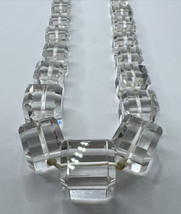 Antique Clear Cut Glass Cube 15” Choker with 14k Yellow Gold Clasp Art Deco - £43.52 GBP