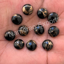 12x12 mm Round Natural Black Copper Turquoise Cabochon Loose Gemstone Lot - £6.19 GBP+