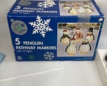 Kmart Trim A Home 5Pc Penguin Lighted Pathway Markers Indoor Outdoor Chr... - $23.67