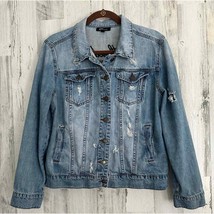 STS Blue Women’s Jean Trucker Jacket Size Small Distressed Embroidered - $17.29