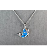 Womens Sterling Silver Blue Opal Fish Pendant Necklace 6.4g E7480 - $69.02 CAD