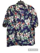 Evergreen Island Hawaiian Vintage Shirt Men&#39;s XL Made in Hawaii Floral Birds - £16.47 GBP