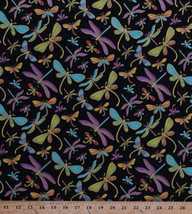 Dragonflies Dragonfly Bugs Insects Gold Metallic Cotton Fabric Print BTY D366.22 - £12.74 GBP