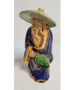 Chinese Shekwan Mud Man Carrying a Leaf Fan - $1,425.51 MXN