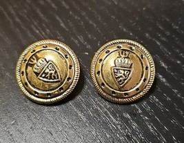 Vintage Crown and Crest Lion Brass Buttons Set of 2 - £15.81 GBP