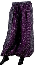 WHITE ON PURPLE MAHARANI PRINT ATS REN FAIRE GYPSY PANTALOONS  - $89.09
