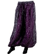 WHITE ON PURPLE MAHARANI PRINT ATS REN FAIRE GYPSY PANTALOONS  - $89.09