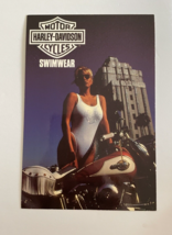 Harley Davidson Swimwear Motorcycle Postcard Woman In Bathing Suit Postcard - $10.00