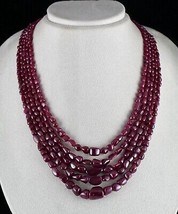 Natural Untreated Ruby Beads Uneven Tumble 5 L 715 Cts Gemstone Finest Necklace - £1,848.62 GBP