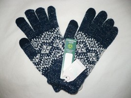 Time And Tru Women&#39;s Snowflake Fair Isle Touch Gloves Thick &amp; Warm Blue NEW - $9.42