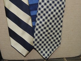 Lot of 3 Tommy Hilfiger Neck Tie/Necktie Silk classic blue white 56-59&quot;x... - $8.56 CAD