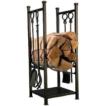 Panacea 15234 Log Bin and Fireplace Tool Set with 4 Tools, Black - $115.22