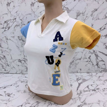 Women&#39;s Azzure White | Sky Blue | Yellow V-Neck Polo Shirt NWT - $964.41 MXN